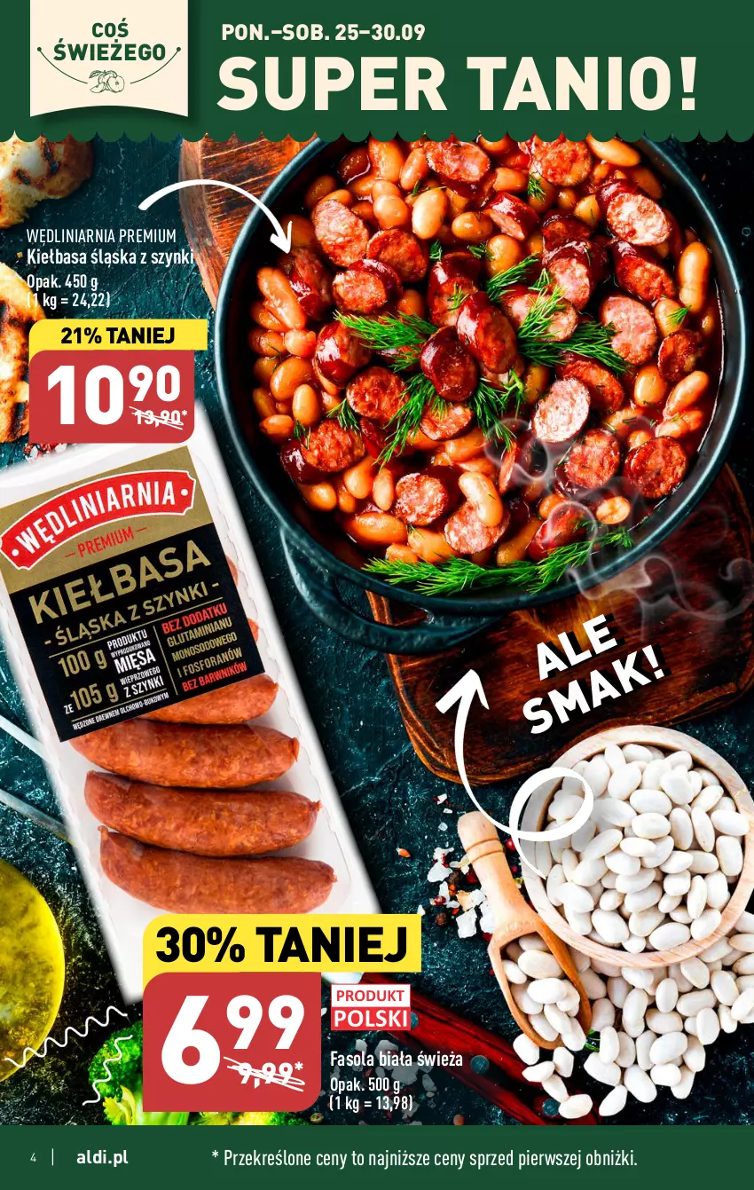 Gazetka promocyjna Aldi - Pełna oferta - ważna 25.09 do 30.09.2023 - strona 4 - produkty: Fa, Fasola, Kiełbasa, Kiełbasa śląska