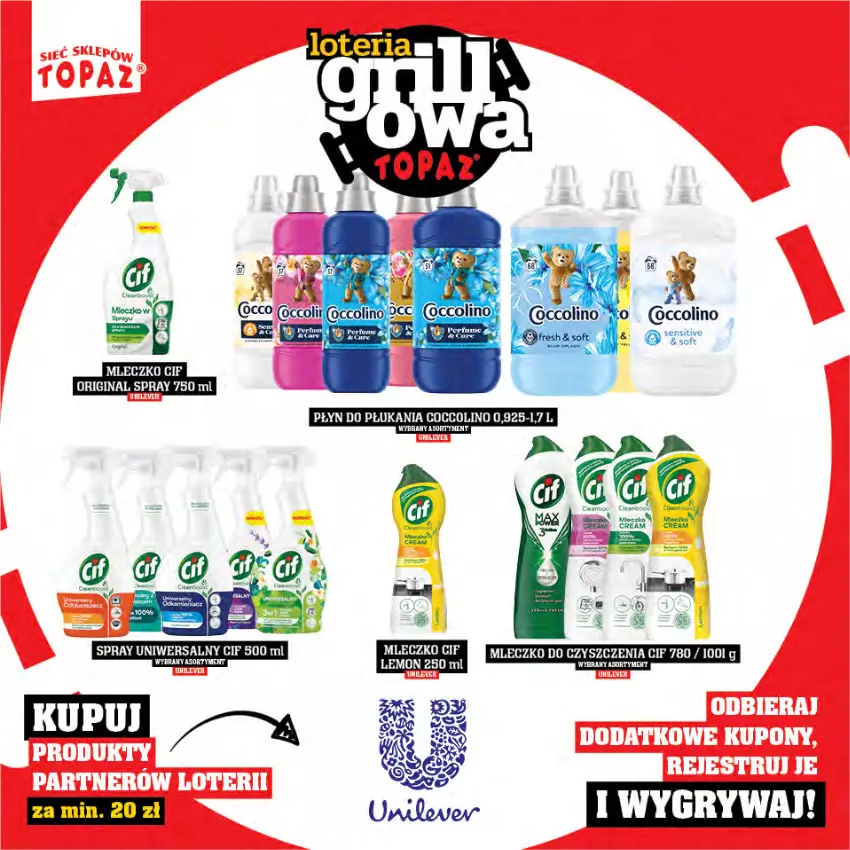 Gazetka promocyjna Topaz - Gazetka - ważna 25.04 do 15.06.2025 - strona 60 - produkty: Coccolino, Gin, Mleczko, Płyn do płukania