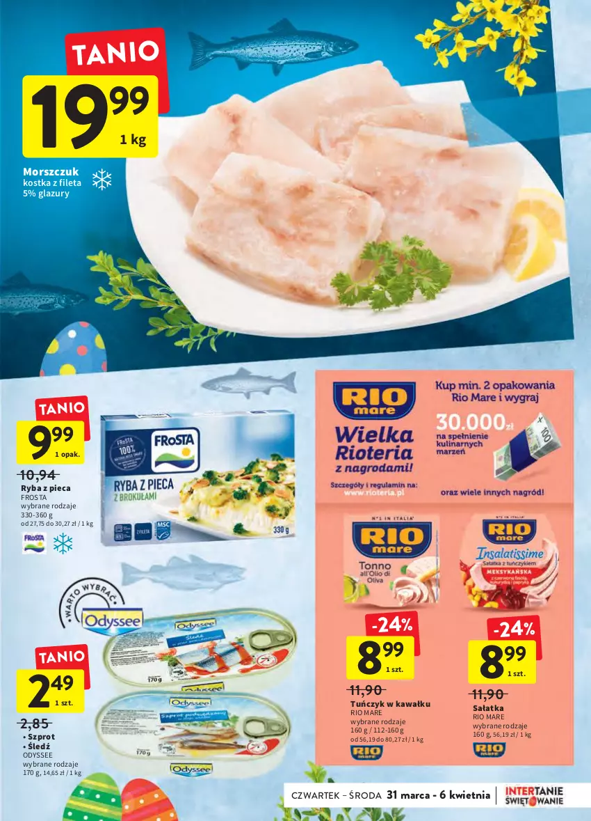 Gazetka promocyjna Intermarche - Świąteczne sprzątanie - ważna 31.03 do 06.04.2022 - strona 19 - produkty: Frosta, Kawa, Lazur, Piec, Rio Mare, Ryba, Sałat, Sałatka, Szprot, Tuńczyk