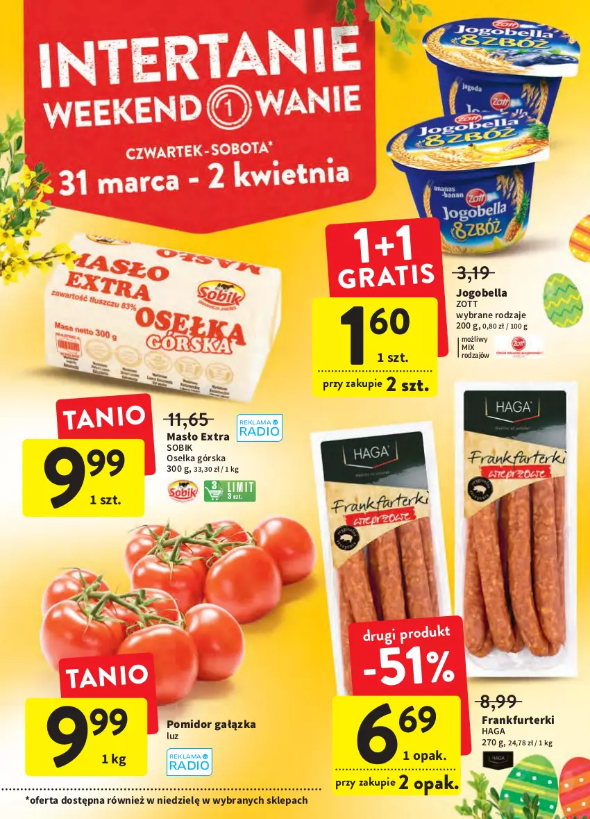 Gazetka promocyjna Intermarche - Świąteczne sprzątanie - ważna 31.03 do 06.04.2022 - strona 4 - produkty: Bell, Bella, Frankfurterki, Jogobella, Masło, Zott