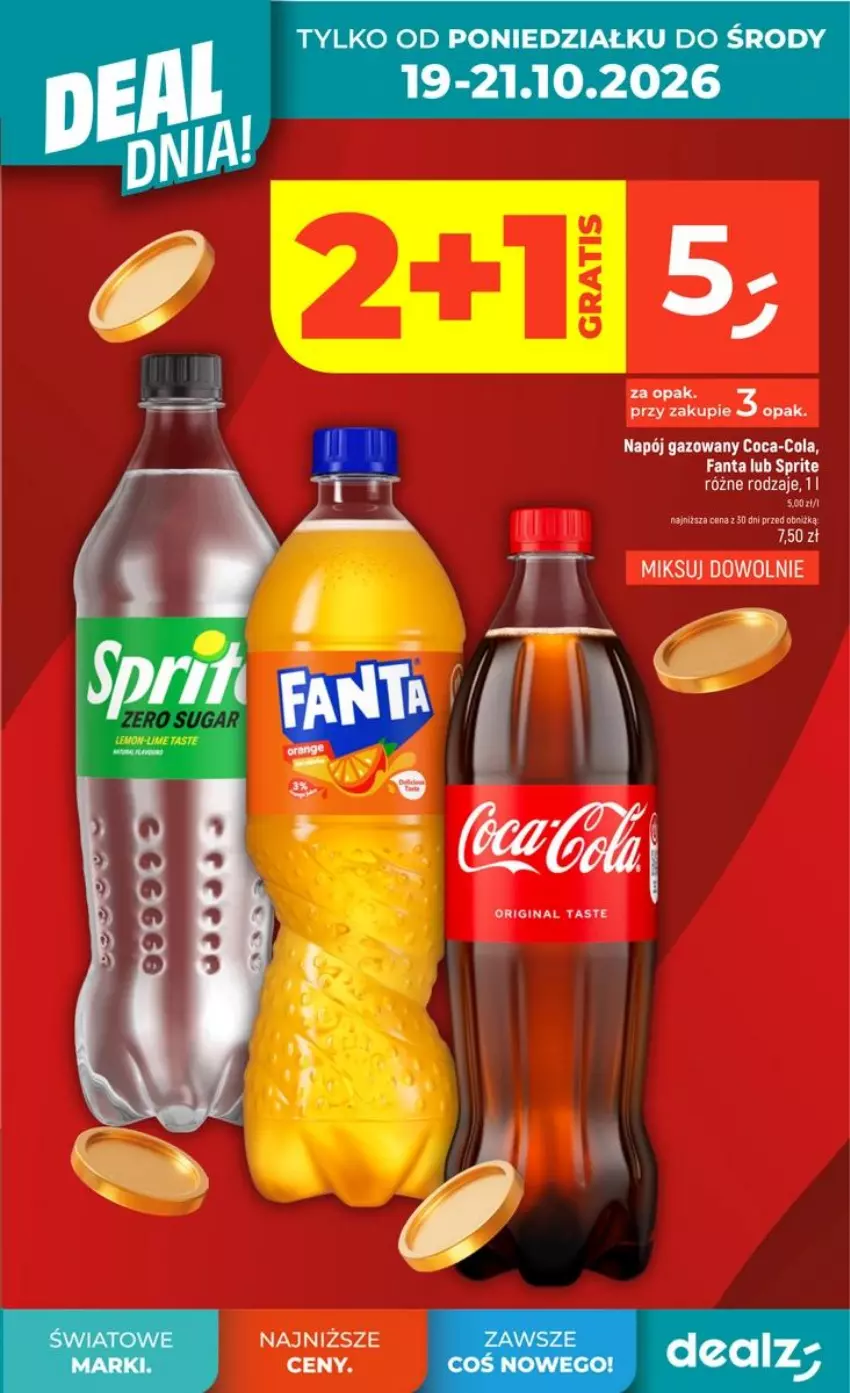 Gazetka promocyjna Dealz - NOWA GAZETKA - ważna 15.10 do 21.10.2026 - strona 7 - produkty: Coca-Cola, Fa, Fanta, Napój, Napój gazowany, Sprite