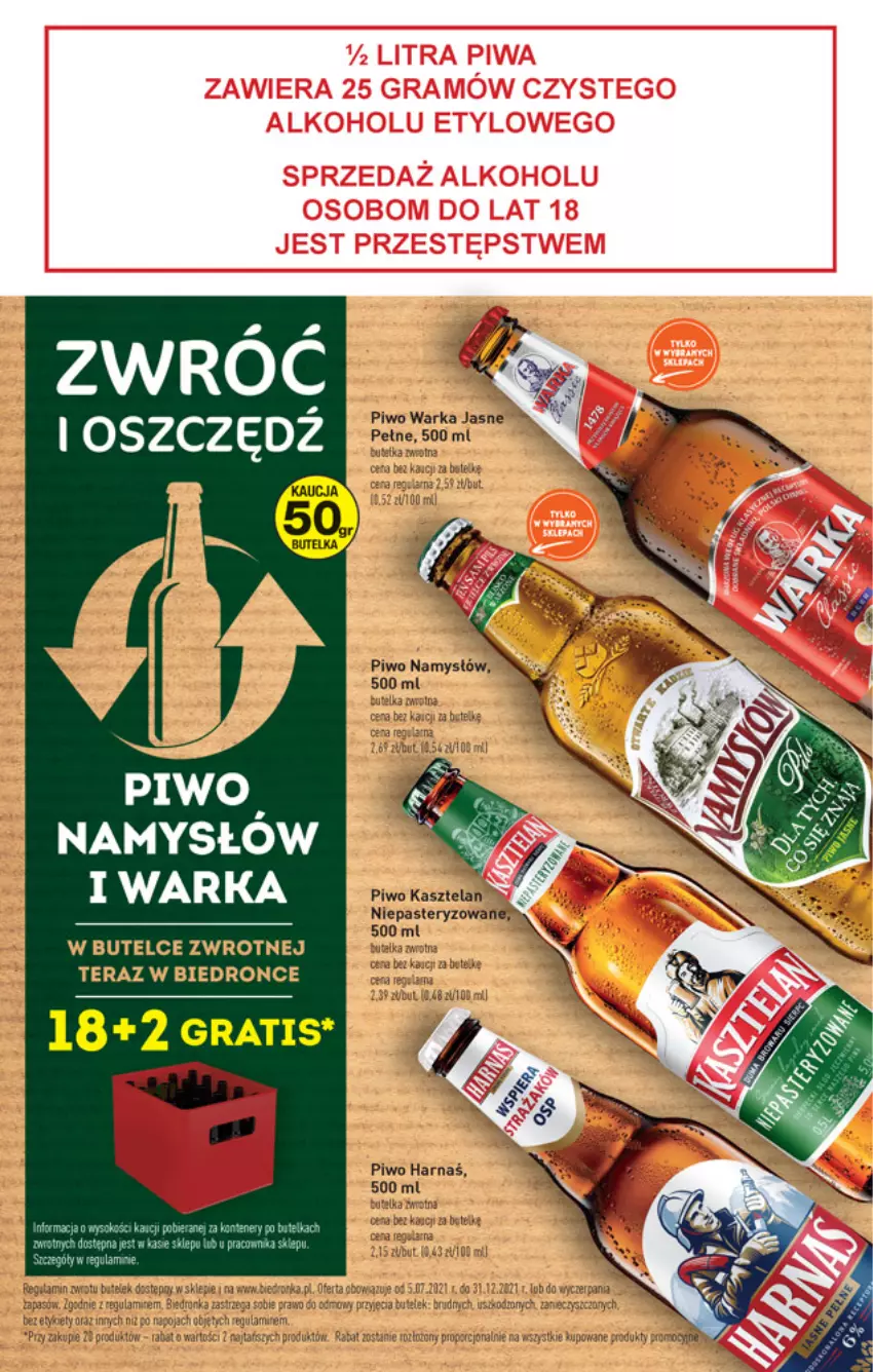 Gazetka promocyjna Biedronka - W tym tygodniu - ważna 05.07 do 10.07.2021 - strona 41 - produkty: Fa, Gra, Harnaś, Namysłów, Piwo, Tera, Top, Warka