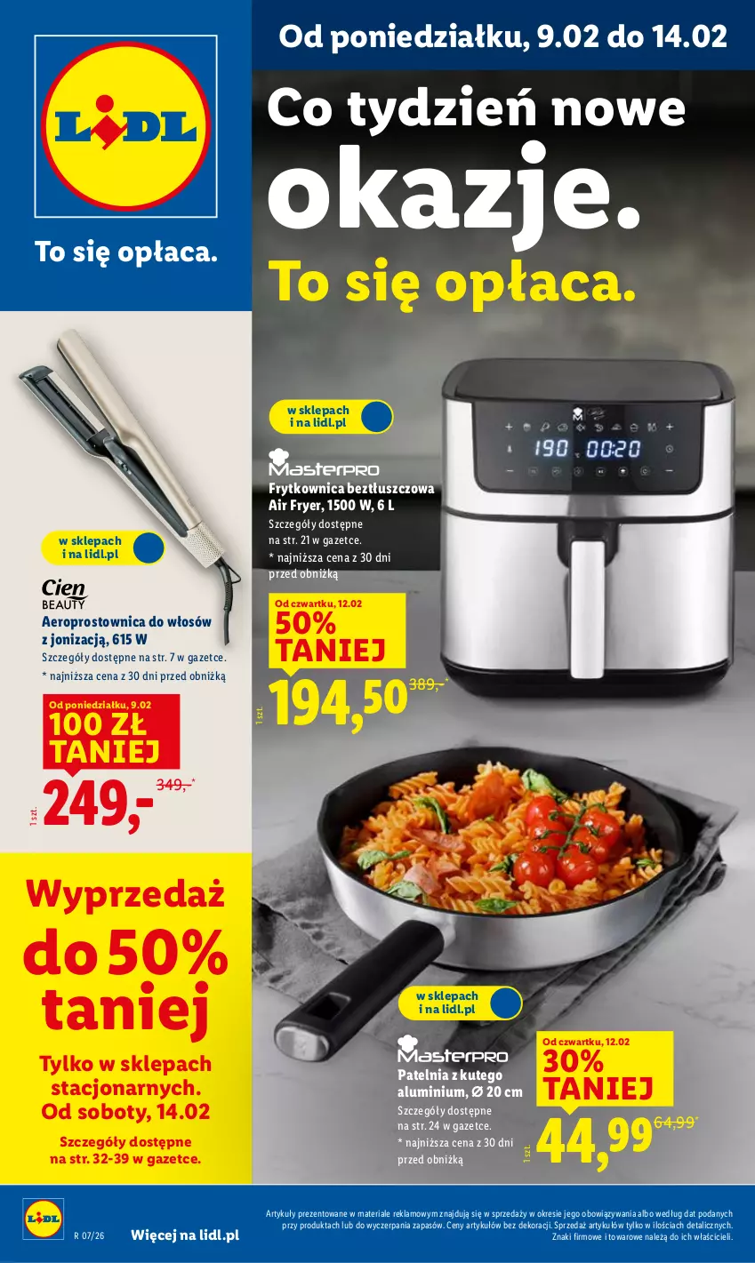 Gazetka promocyjna Lidl - GAZETKA - ważna 09.02 do 14.02.2026 - strona 1 - produkty: Patelnia, Prostownica do włosów