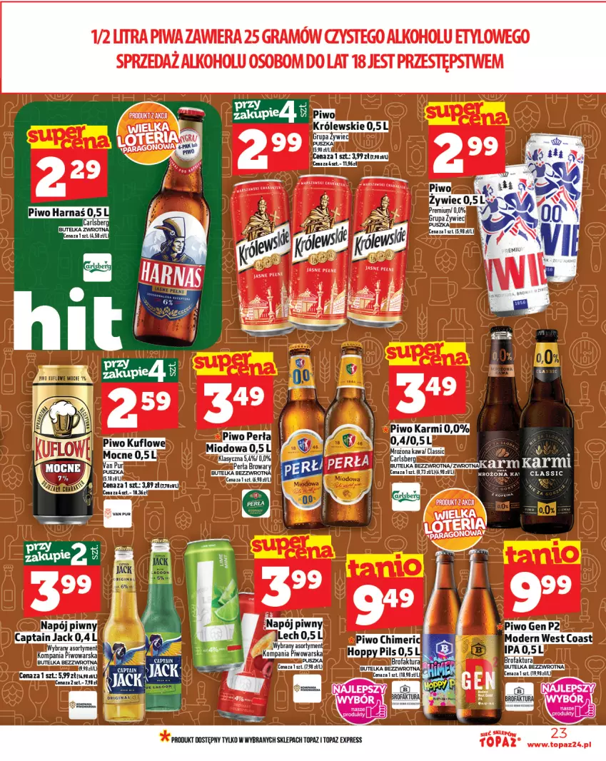 Gazetka promocyjna Topaz - Gazetka - ważna 02.10 do 08.10.2025 - strona 23 - produkty: Gra, Harnaś, Piwa, Piwo, Top