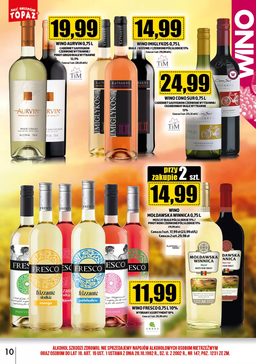 Gazetka promocyjna Topaz - Gazetka - ważna 02.11 do 30.11.2024 - strona 12 - produkty: Cabernet Sauvignon, Chardonnay, Fresco, Mus, Pinot Grigio, Wino