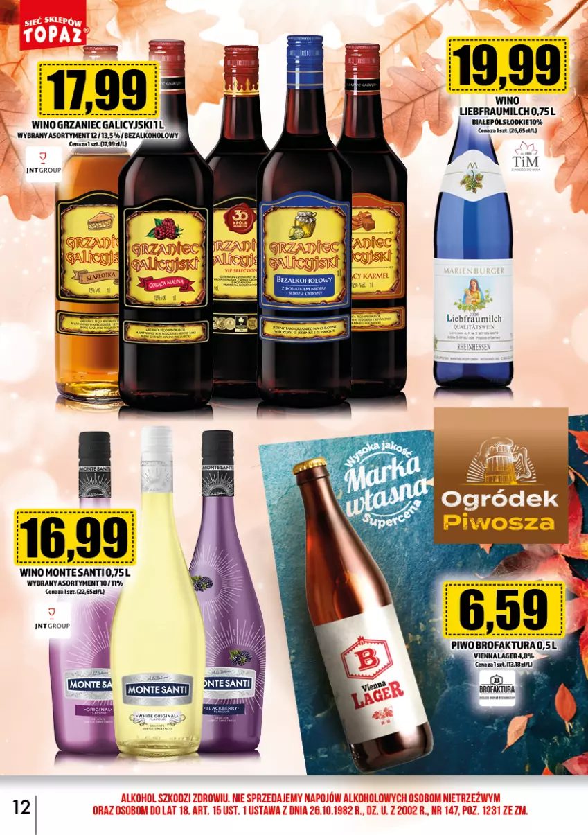 Gazetka promocyjna Topaz - Gazetka - ważna 02.11 do 30.11.2024 - strona 14 - produkty: Grzaniec Galicyjski, Monte, Ogród, Wino