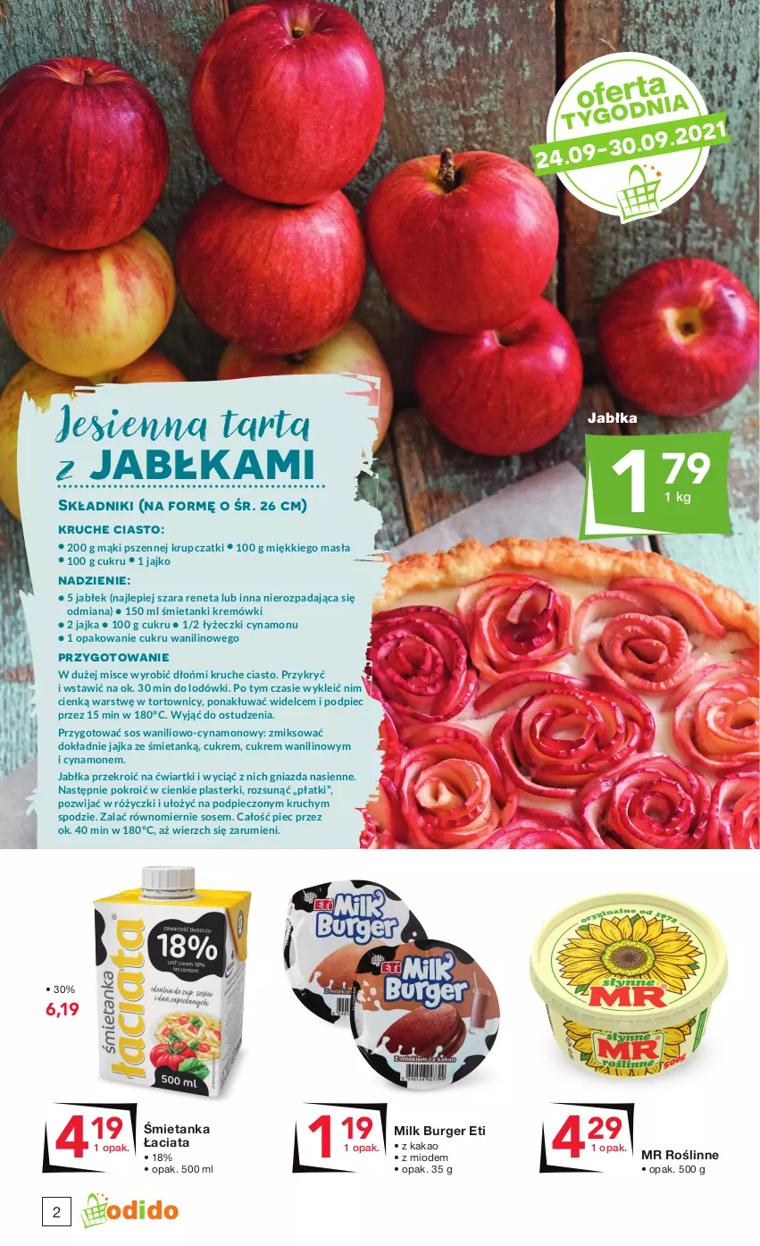 Gazetka promocyjna Odido - Jesienne OKAZJE - ważna 24.09 do 07.10.2021 - strona 2 - produkty: Burger, Jabłka, Kakao, Piec, Plasterki, Rum, Sos, Tarta