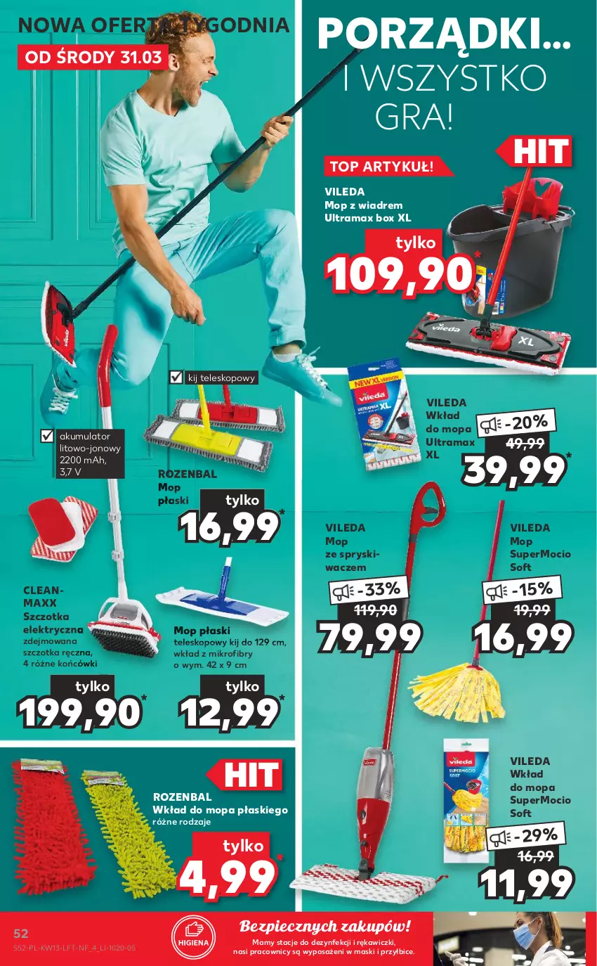 Gazetka promocyjna Kaufland - OFERTA TYGODNIA - ważna 31.03 do 07.04.2021 - strona 52 - produkty: Akumulator, BIC, Gra, Mop, NBA, Piec, Por, Rama, Szczotka, Teleskop, Top, Vileda, Wkład do mopa