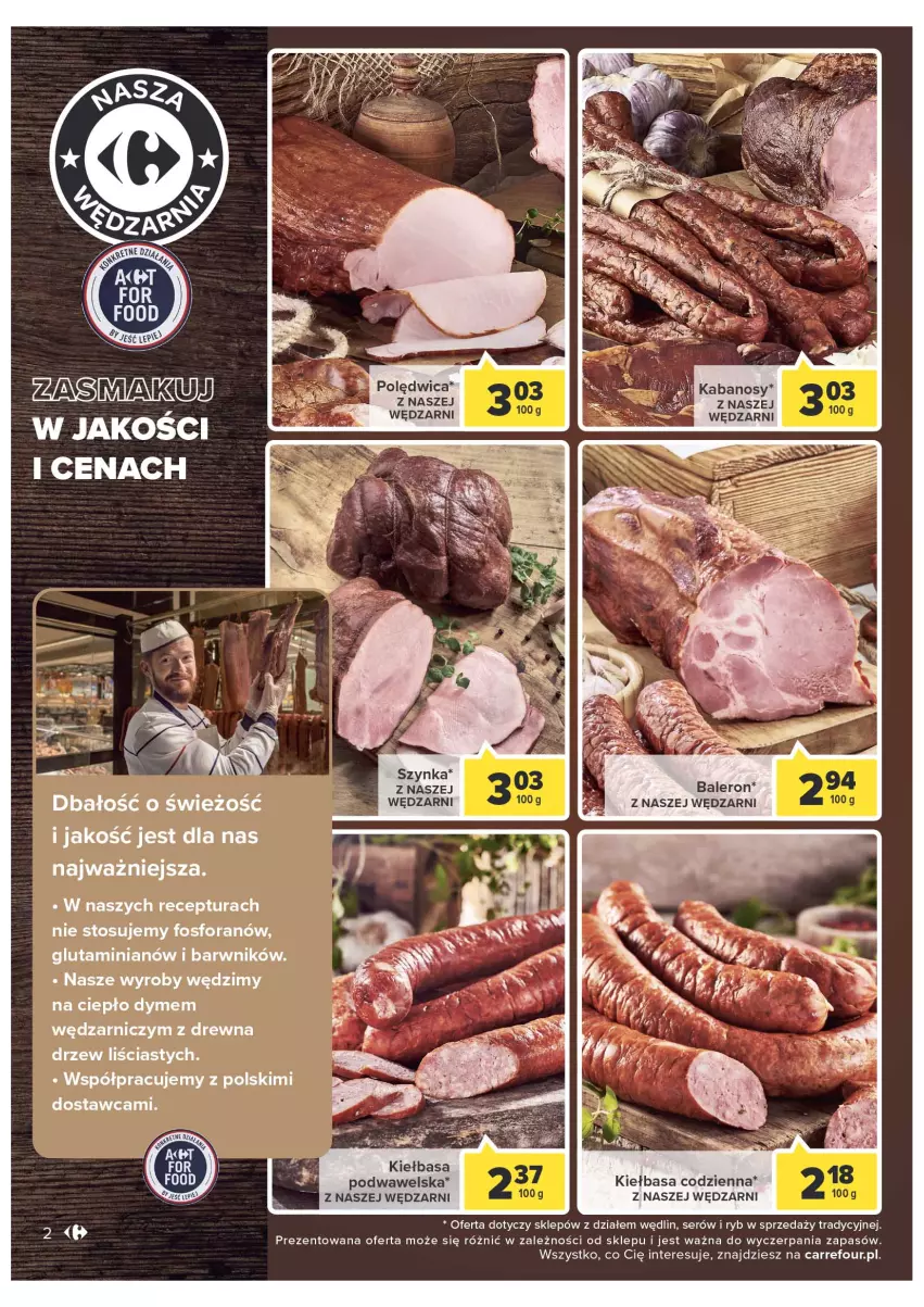 Gazetka promocyjna Carrefour - Gazetka Marka Carrefour - ważna 08.03 do 19.03.2022 - strona 2 - produkty: Kiełbasa, Kiełbasa podwawelska, Ser, Szynka, Wawel