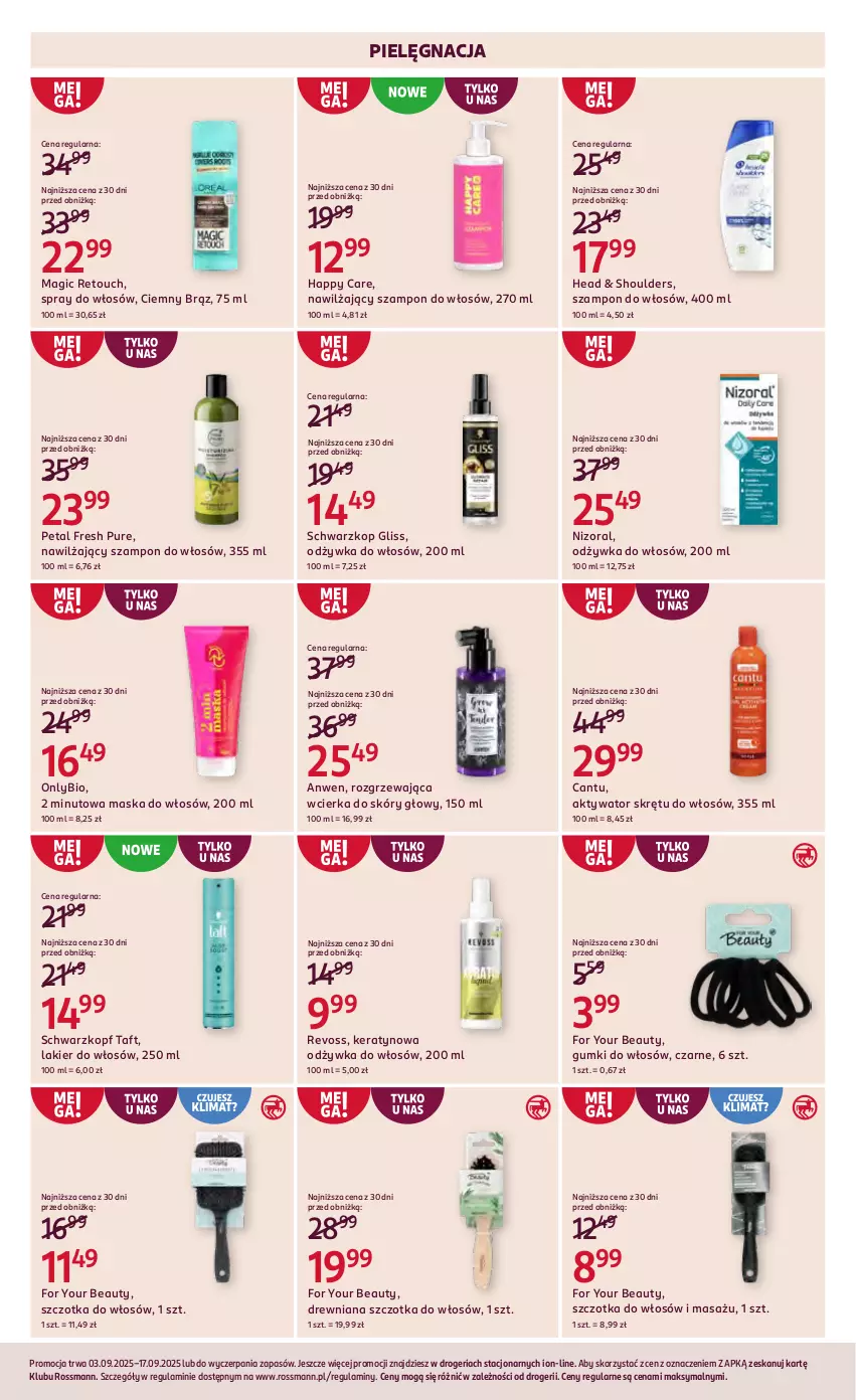 Gazetka promocyjna Rossmann - 3 września - ważna 03.09 do 17.09.2025 - strona 6 - produkty: For Your Beauty, Lakier, Lakier do włosów, Maska, Maska do włosów, Odżywka, Petal Fresh, Pur, Schwarzkopf, Szampon, Szczotka, Szczotka do włosów, Taft