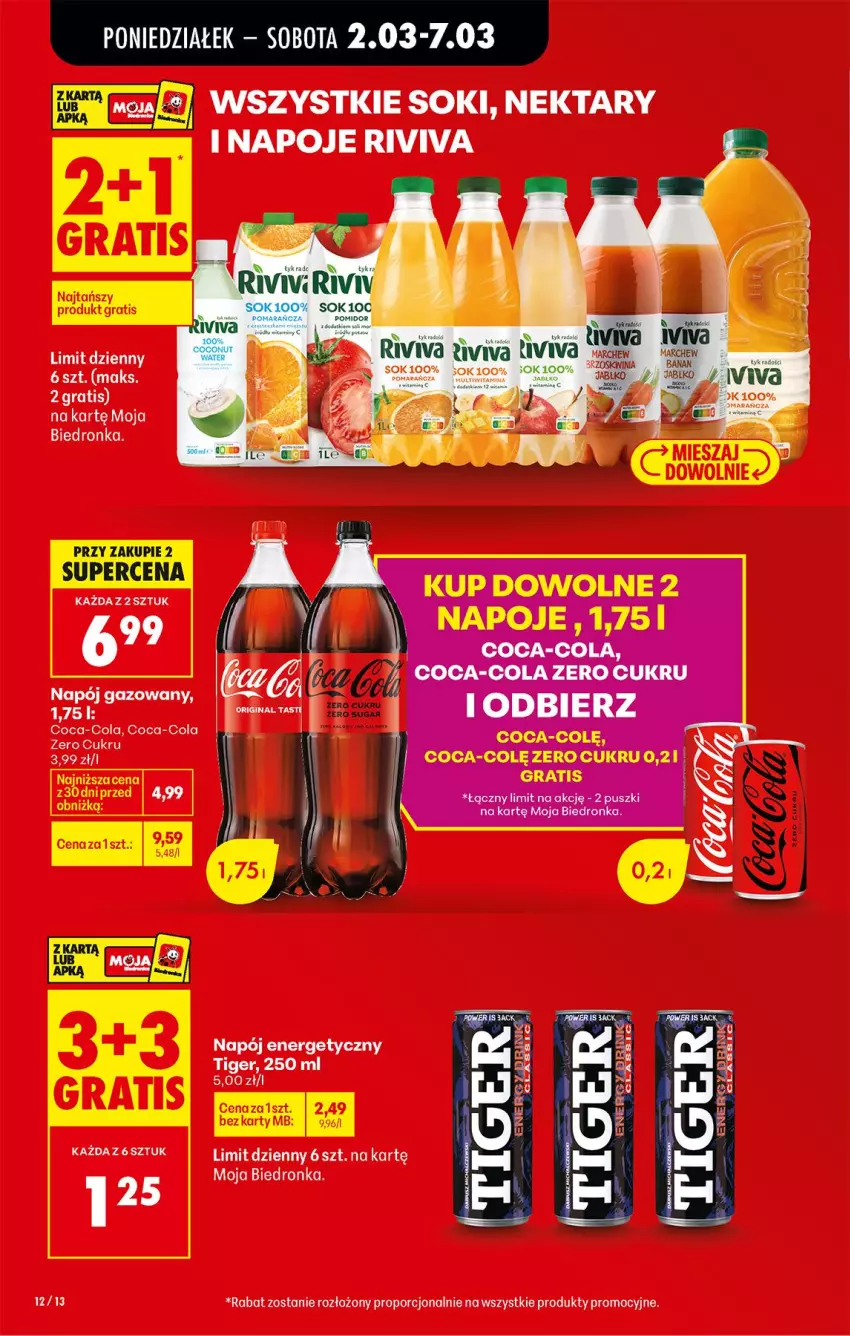 Gazetka promocyjna Biedronka - Od Poniedziałku - ważna 02.03 do 07.03.2026 - strona 16 - produkty: Coca-Cola, Fa, Gra, Napój, Napój gazowany, Napoje, Nektar, Por, Sok, Tiger