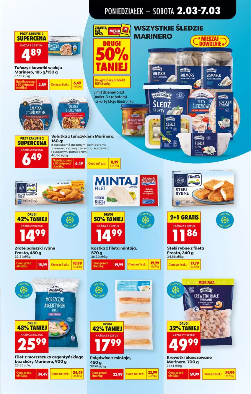 Gazetka promocyjna Biedronka - Od Poniedziałku - ważna 02.03 do 07.03.2026 - strona 37 - produkty: Filet z morszczuka, Frosta, Gra, Kawa, Krewetki, Mintaj, Mop, Olej, Paluszki rybne, Ryż, Sałat, Sałatka, Ser, Stek, Tuńczyk