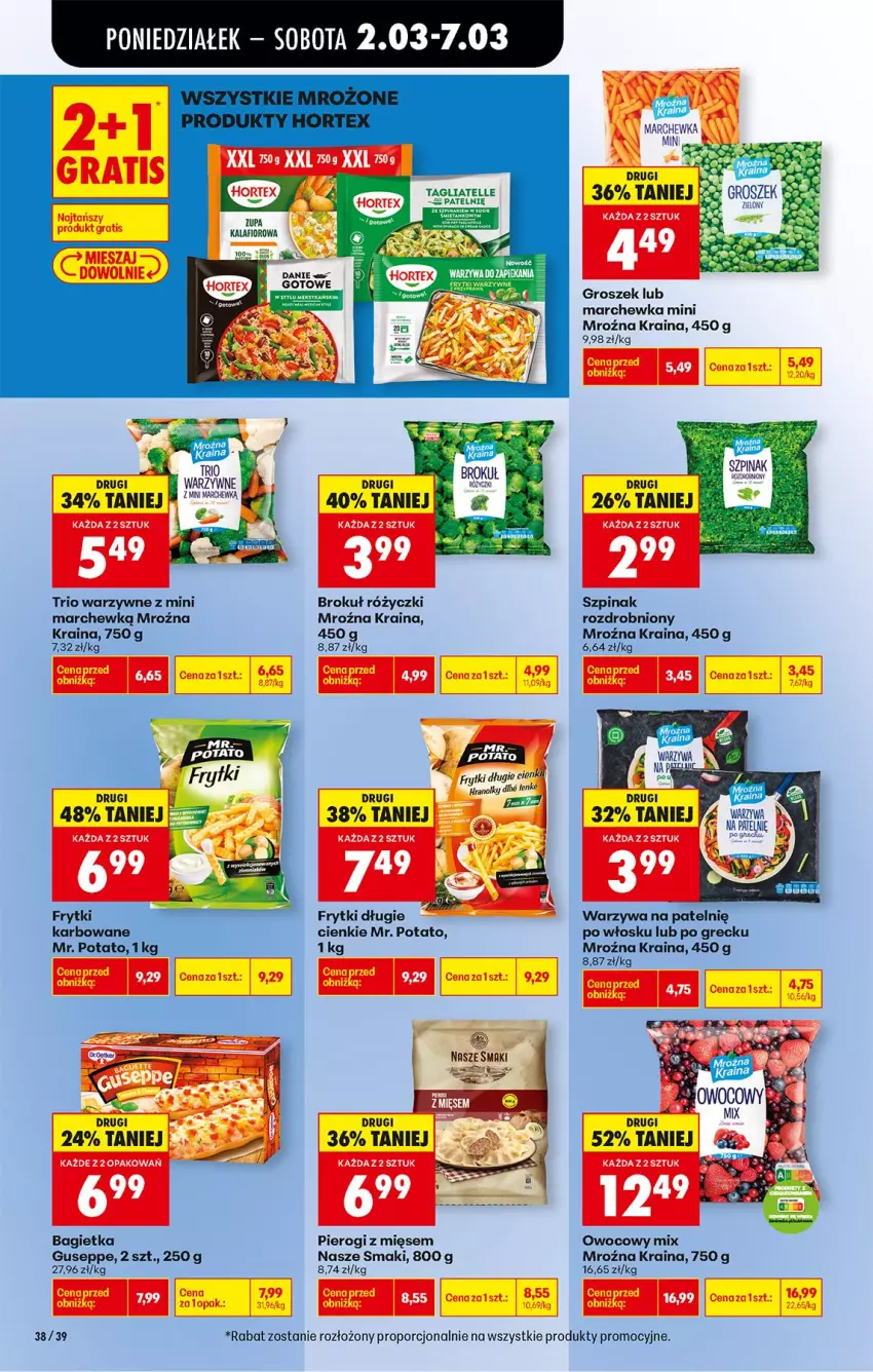 Gazetka promocyjna Biedronka - Od Poniedziałku - ważna 02.03 do 07.03.2026 - strona 50 - produkty: Bagietka, Fa, Frytki, Groszek, Kalafior, Marchewka, Pierogi, Półka, Por, Szpinak, Tagliatelle, Warzywa