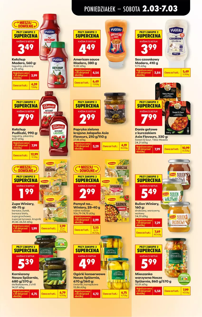 Gazetka promocyjna Biedronka - Od Poniedziałku - ważna 02.03 do 07.03.2026 - strona 53 - produkty: Bulion, Danie gotowe, Groch, Ketchup, Korniszony, Krupnik, Kurczak, Lion, Mieszanka warzyw, Ogórki konserwowe, Papryka, Pudliszki, Ser, Sos, Sos czosnkowy, Tago, Winiary, Zupa