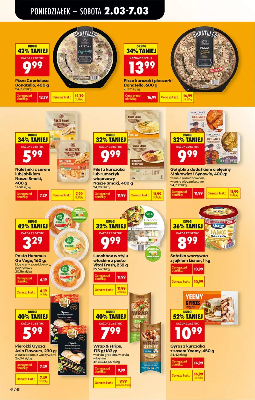 Gazetka promocyjna Biedronka - Od Poniedziałku - ważna 02.03 do 07.03.2026 - strona 56 - produkty: Fa, Gołabki, Gyros, Hummus, Kurczak, Lisner, Mus, Naleśniki, Pesto, Piec, Pizza, Por, Rum, Sałat, Sałatka, Sałatka warzywna, Ser, Sos, Warzywa