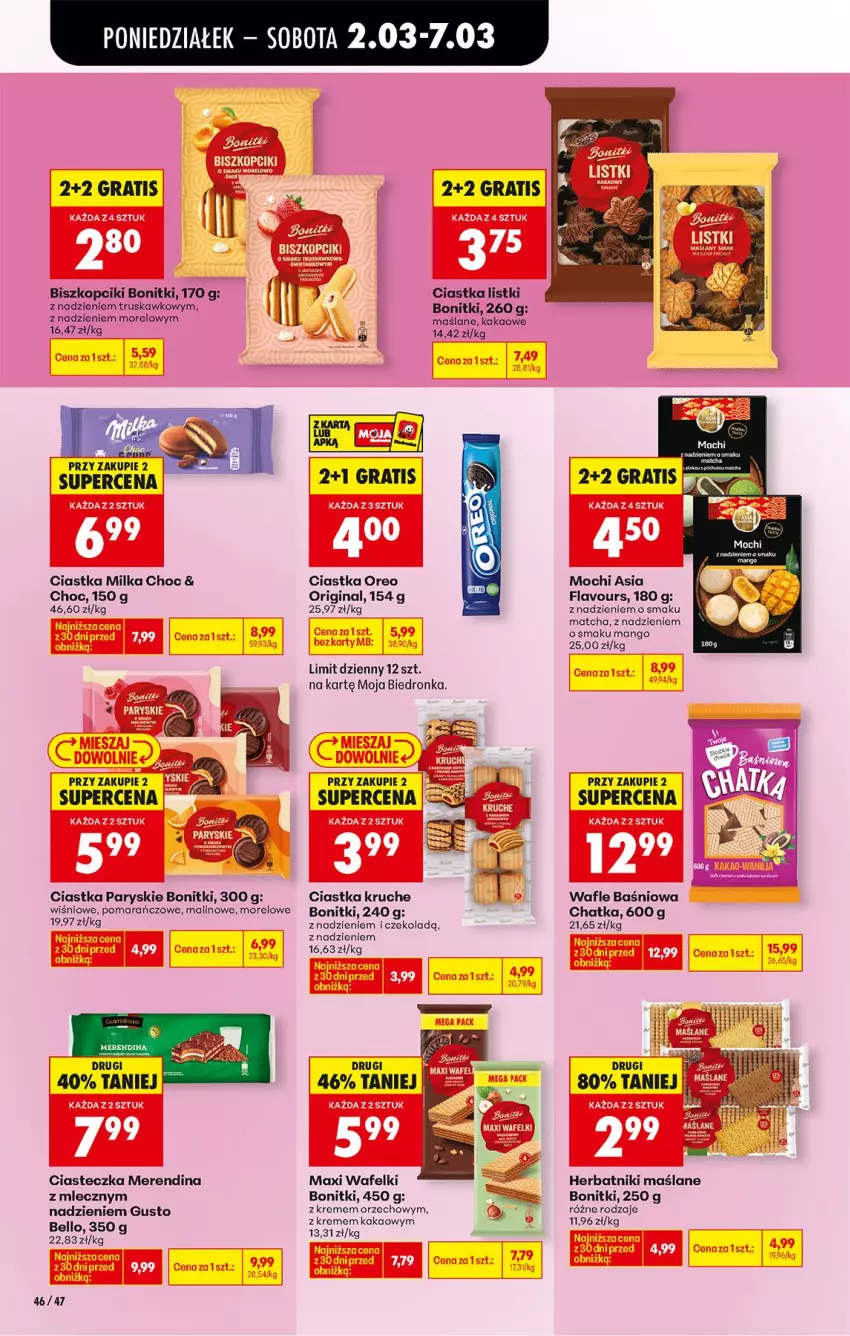 Gazetka promocyjna Biedronka - Od Poniedziałku - ważna 02.03 do 07.03.2026 - strona 60 - produkty: Bonitki, Ciastka, Gin, Gra, Herbatniki, Kakao, Mango, Milka, Oreo, Ser, Wafle