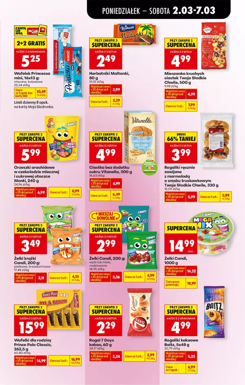 Gazetka promocyjna Biedronka - Od Poniedziałku - ważna 02.03 do 07.03.2026 - strona 61 - produkty: 7 Days, Ciastka, Gra, Herbatniki, Kakao, Kokos, Mola, Orzeszki, Prince Polo, Princessa, Rogal, Stek, Wafelek