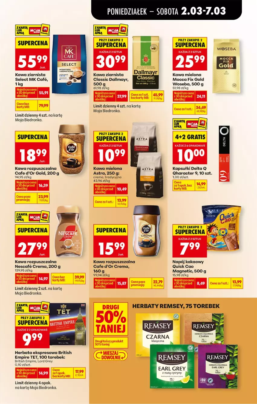 Gazetka promocyjna Biedronka - Od Poniedziałku - ważna 02.03 do 07.03.2026 - strona 65 - produkty: Brit, Cytryny, Dallmayr, Earl Grey, Fa, Gra, Herbata, Kakao, Kawa, Kawa mielona, Kawa rozpuszczalna, Kawa ziarnista, Mocca Fix Gold, Napój, Woseba
