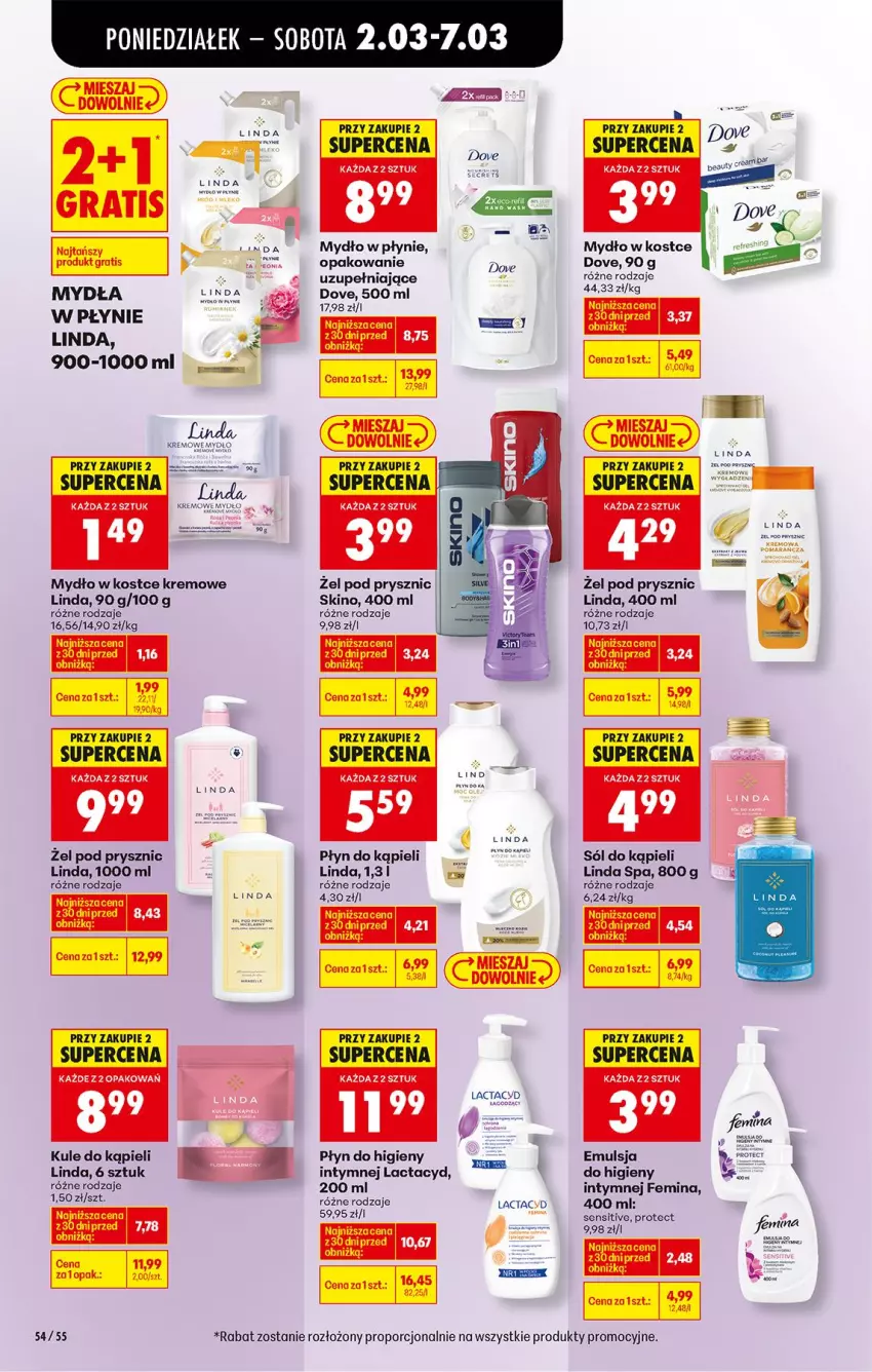 Gazetka promocyjna Biedronka - Od Poniedziałku - ważna 02.03 do 07.03.2026 - strona 72 - produkty: Dove, Emulsja, Fa, Gra, Lactacyd, Mydło, Mydło w płynie, Płyn do kąpieli, Por, Sól, Sól do kąpieli