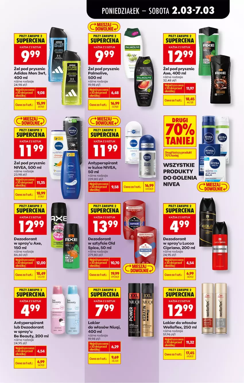 Gazetka promocyjna Biedronka - Od Poniedziałku - ważna 02.03 do 07.03.2026 - strona 73 - produkty: Adidas, Antyperspirant, Be Be, Dezodorant, Lakier, Lakier do włosów, Niuqi, Nivea, Palmolive, Wella, Wellaflex