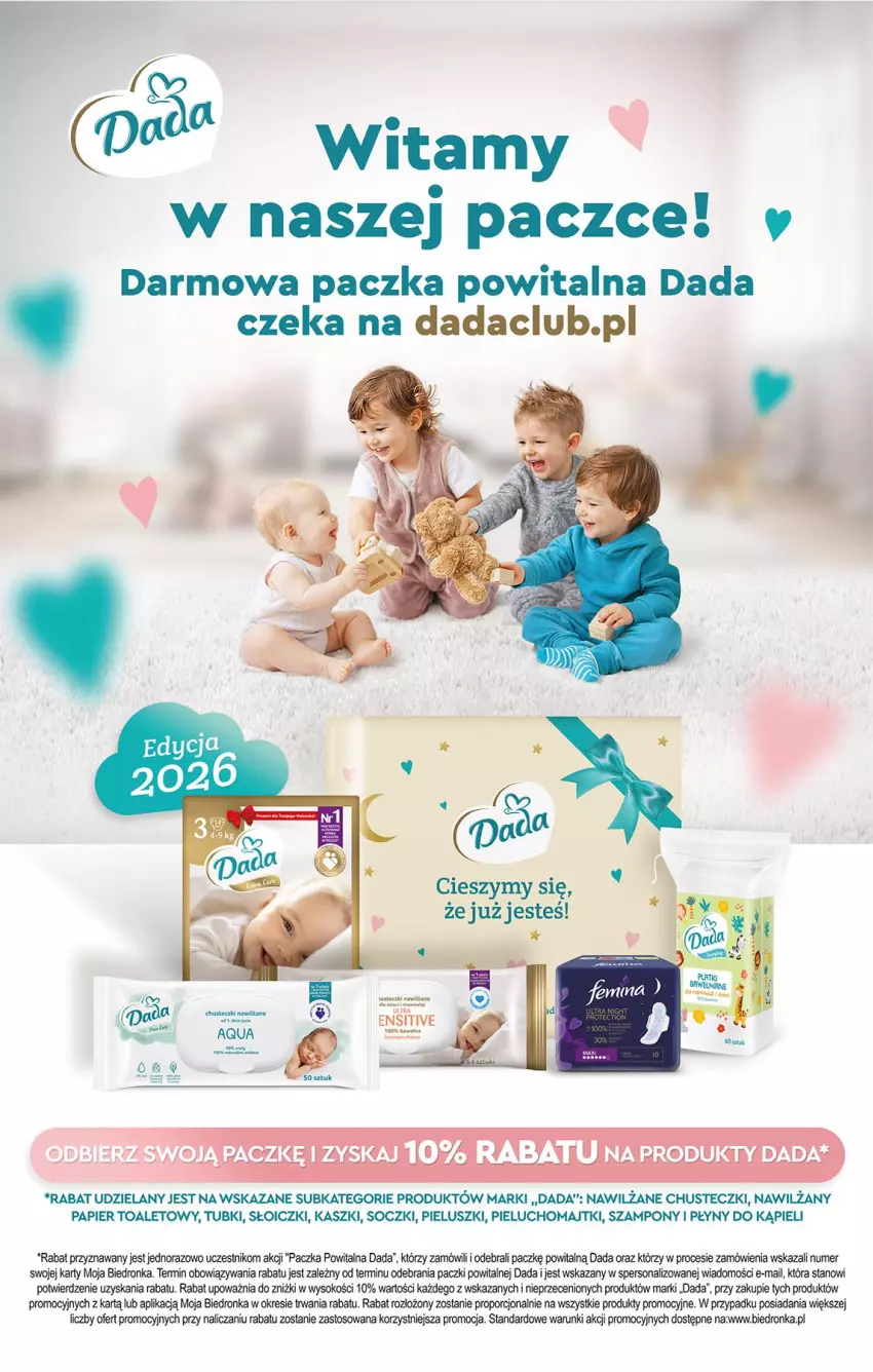 Gazetka promocyjna Biedronka - Od Poniedziałku - ważna 02.03 do 07.03.2026 - strona 77 - produkty: Chusteczki, Dada, Majtki, Nawilżany papier, Papier, Papier toaletowy, Pieluchomajtki, Por, Słoiczki, Sok, Szampon, Wełna