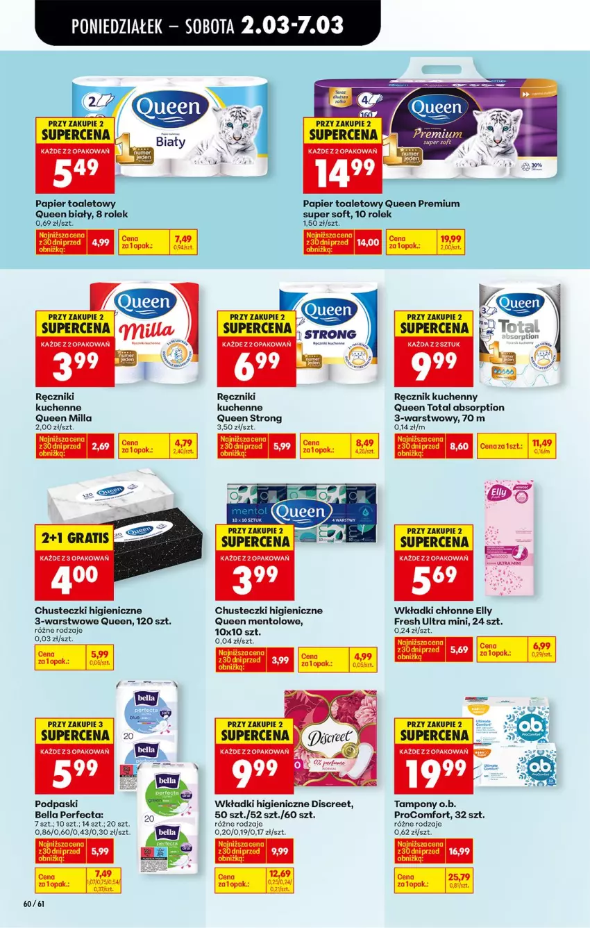 Gazetka promocyjna Biedronka - Od Poniedziałku - ważna 02.03 do 07.03.2026 - strona 80 - produkty: Bell, Bella, Chusteczki, Discreet, LG, O.B., Papier, Papier toaletowy, Perfecta, Podpaski, Ręcznik, Ręcznik kuchenny, Tampony, Wkładki