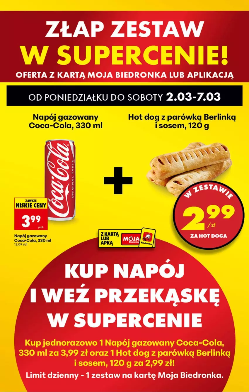 Gazetka promocyjna Biedronka - Od Poniedziałku - ważna 02.03 do 07.03.2026 - strona 90 - produkty: Coca-Cola, Hot dog, Napój, Napój gazowany, Sos
