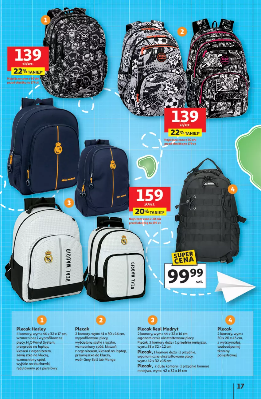 Gazetka promocyjna Auchan - Odlotowe ceny na start szkoły Hipermarket - ważna 17.07 do 30.07.2025 - strona 17 - produkty: Organizer, Plecak, Słuchawki, Top, Woda