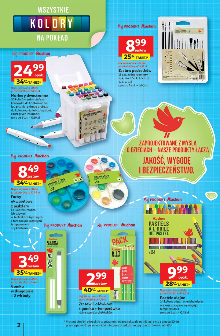 Gazetka promocyjna Auchan - Odlotowe ceny na start szkoły Hipermarket - ważna 17.07 do 30.07.2025 - strona 2 - produkty: Cień, Długopis, Dzieci, Fa, Kredka, Marker, Olej, Pastele olejne, Piec, Por