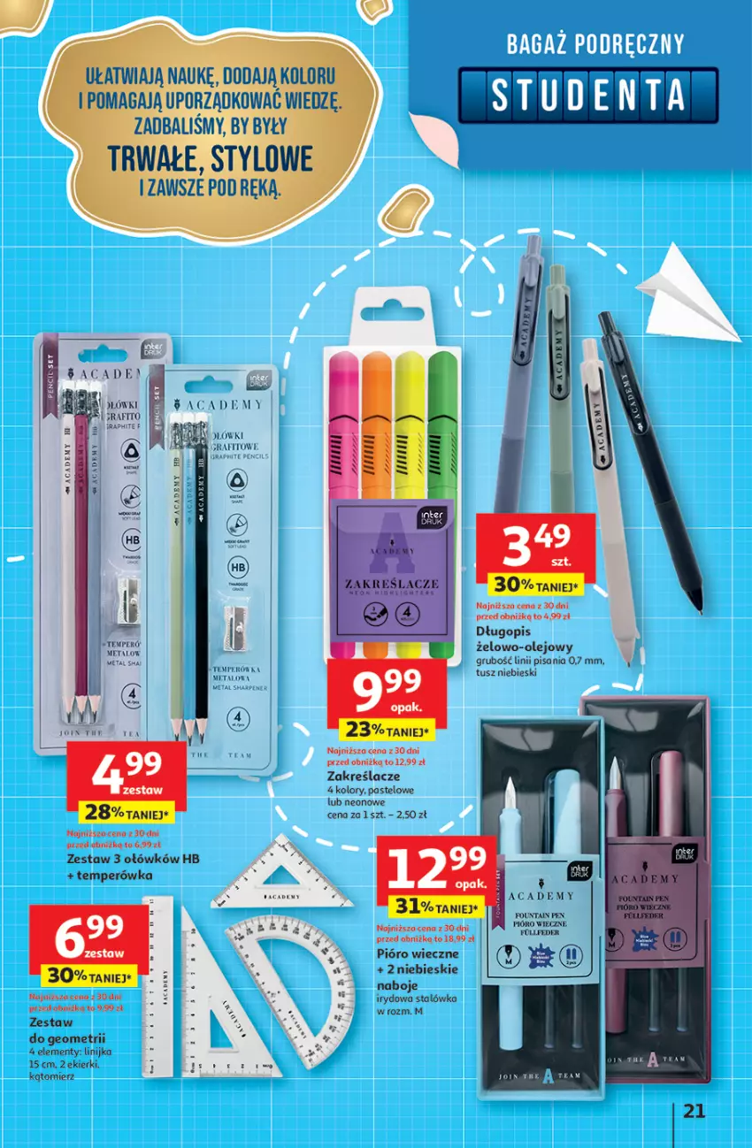 Gazetka promocyjna Auchan - Odlotowe ceny na start szkoły Hipermarket - ważna 17.07 do 30.07.2025 - strona 21 - produkty: Długopis, Fa, Gra, Olej, Por, Ser, Sharp, Tusz