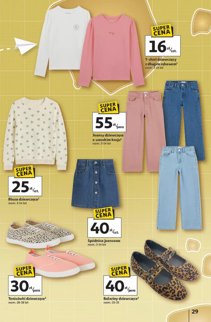 Gazetka promocyjna Auchan - Odlotowe ceny na start szkoły Hipermarket - ważna 17.07 do 30.07.2025 - strona 29 - produkty: Baleriny, Bluza, Spódnica, T-shirt, Tenisówki