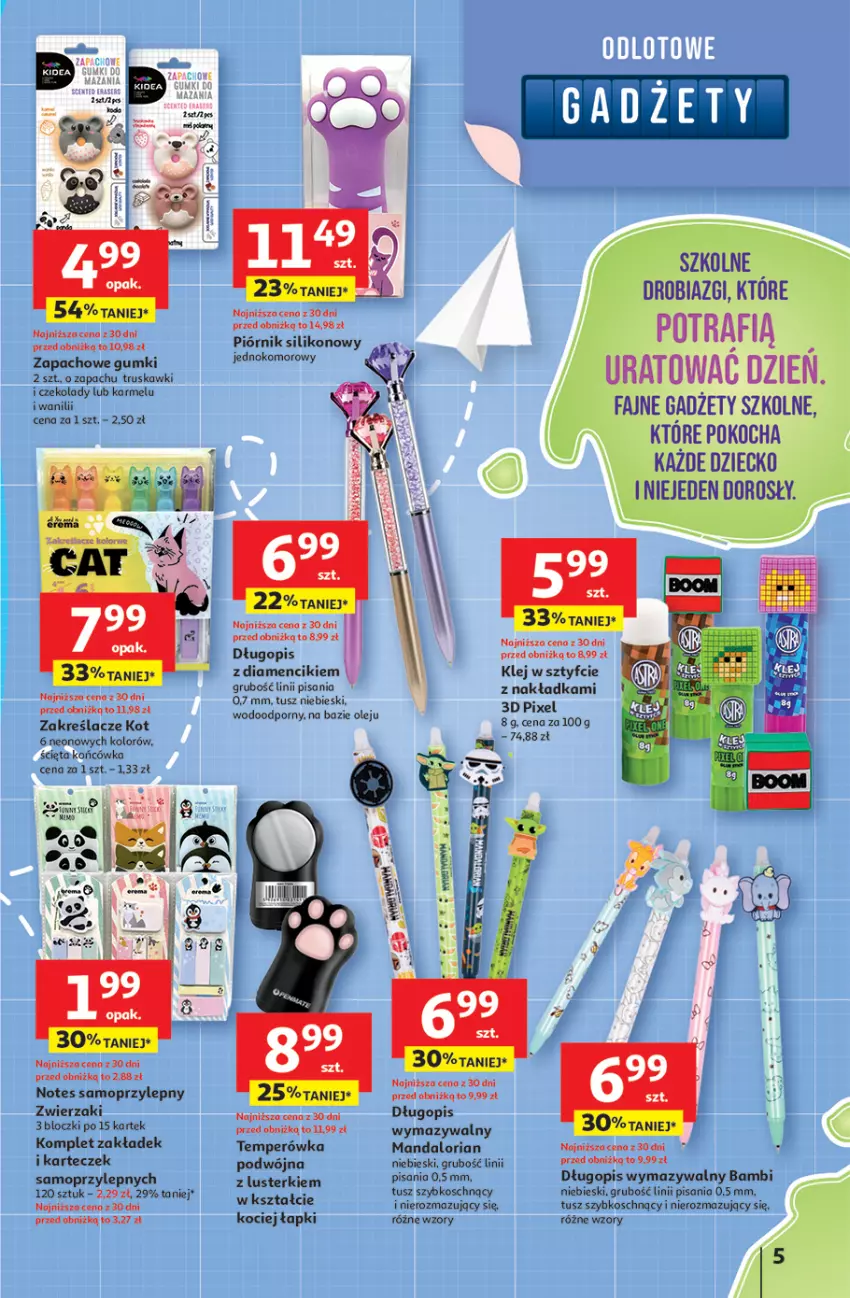 Gazetka promocyjna Auchan - Odlotowe ceny na start szkoły Hipermarket - ważna 17.07 do 30.07.2025 - strona 5 - produkty: Brit, Długopis, Fa, Gra, Jaja, Klej, Koc, Mop, Olej, Piórnik, Por, Truskawki, Tusz