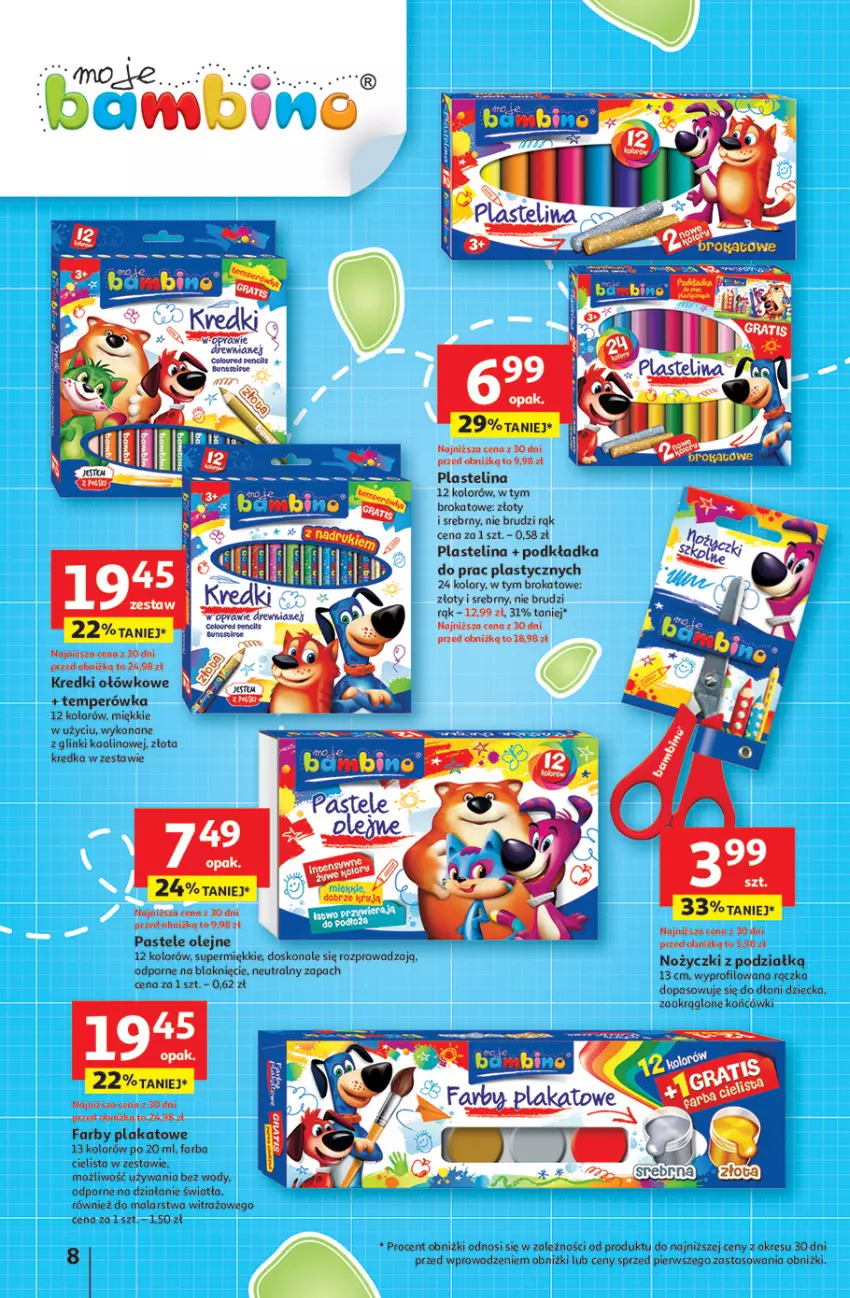 Gazetka promocyjna Auchan - Odlotowe ceny na start szkoły Hipermarket - ważna 17.07 do 30.07.2025 - strona 8 - produkty: Fa, Kredka, Noż, Nożyczki, Olej, Plastelina, Podkład, Podkładka, Por