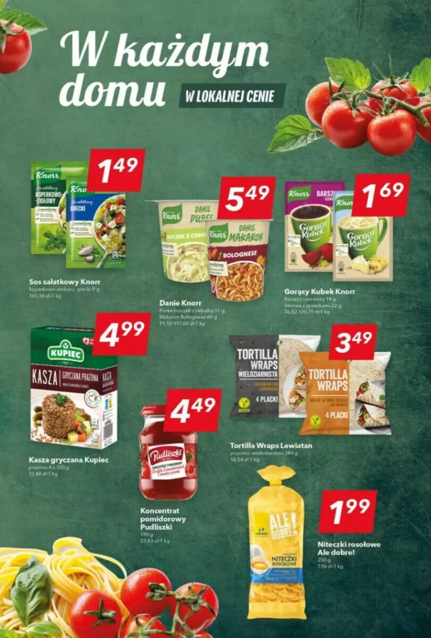 Gazetka promocyjna Lewiatan - ważna 29.08 do 04.09.2024 - strona 12 - produkty: Boczek, Gry, Kasza, Kasza gryczana, Knorr, Kupiec, Makaron, Piec, Pur, Tortilla