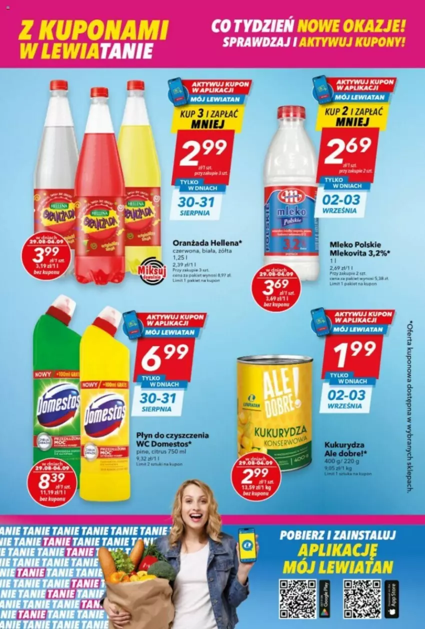 Gazetka promocyjna Lewiatan - ważna 29.08 do 04.09.2024 - strona 7 - produkty: Domestos, Kukurydza, Mleko, Płyn do czyszczenia wc