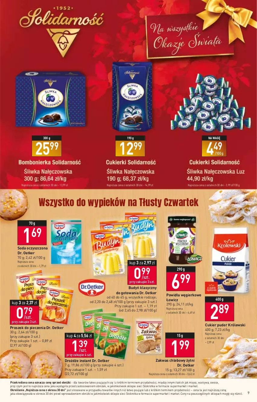 Gazetka promocyjna Stokrotka - Supermarket - ważna 09.02 do 15.02.2023 - strona 9 - produkty: Budyń, Chleb, Cukier, Cukier puder, Dr. Oetker, Drożdże, Królewski, Mięso, Owoce, Piec, Proszek do pieczenia, Puder, Soda oczyszczona, Warzywa