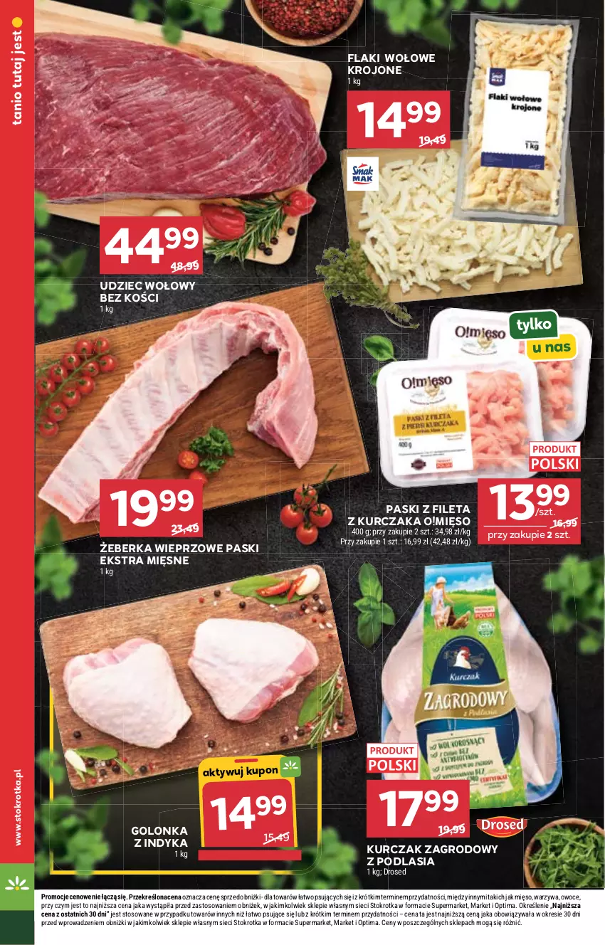 Gazetka promocyjna Stokrotka - Supermarket - ważna 02.06 do 10.06.2026 - strona 10 - produkty: Flaki, Flaki wołowe, Golonka z indyka, Kurczak, Mięso, Optima, Owoce, Udziec wołowy, Warzywa