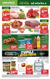 Gazetka promocyjna Stokrotka - Supermarket - Gazetka - ważna od 10.06 do 10.06.2026 - strona 1 - produkty: Mozzarella, Kurczak, Warzywa, Kawa rozpuszczalna, Ser, Gra, Filet z piersi kurczaka, Karkówka wieprzowa, Kawa, Coca-Cola, Optima, Brzoskwinie, Fanta, Owoce, Jacobs, Woda, Sprite, Napój, Cisowianka, Kiełbasa, Olewnik, Pomidory, Merci, Mięso, Kiełbasa śląska, Fa