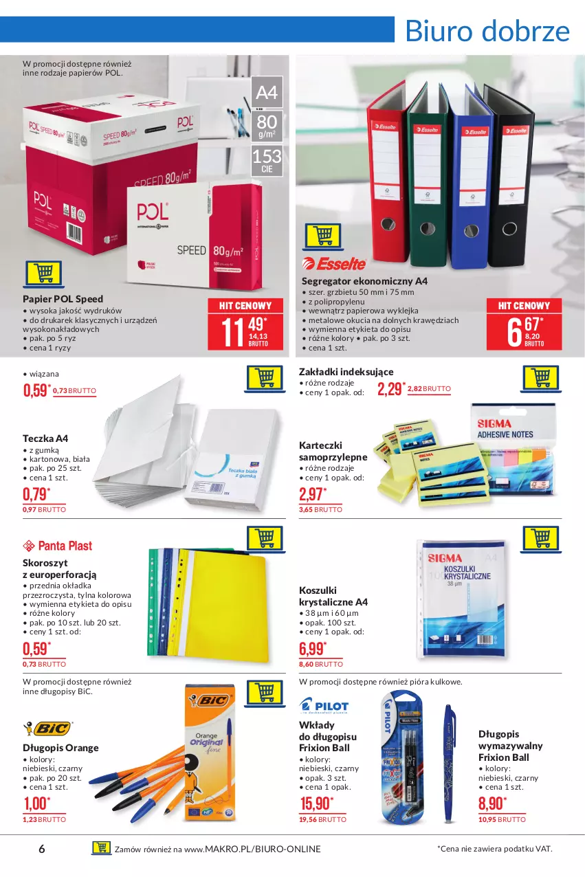 Gazetka promocyjna Makro - [Oferta promocyjna] Artykuły przemysłowe - ważna 09.03 do 22.03.2021 - strona 6 - produkty: BIC, Biuro, Długopis, Karteczki samoprzylepne, Klej, Kosz, Mop, Papier, Sok