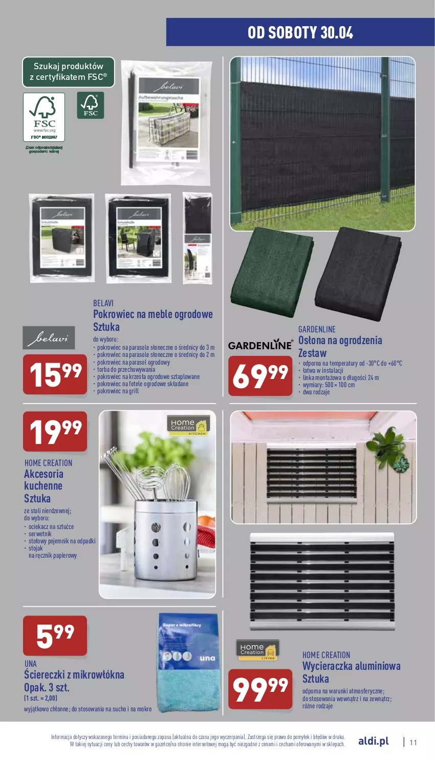 Gazetka promocyjna Aldi - Katalog Moda i Dom - ważna 28.04 do 30.04.2022 - strona 11 - produkty: Fotel, Grill, Inka, Meble, Ociekacz, Ociekacz na sztućce, Papier, Parasol, Pojemnik, Pokrowiec, Por, Ręcznik, Ser, Stojak, Torba, Wycieraczka