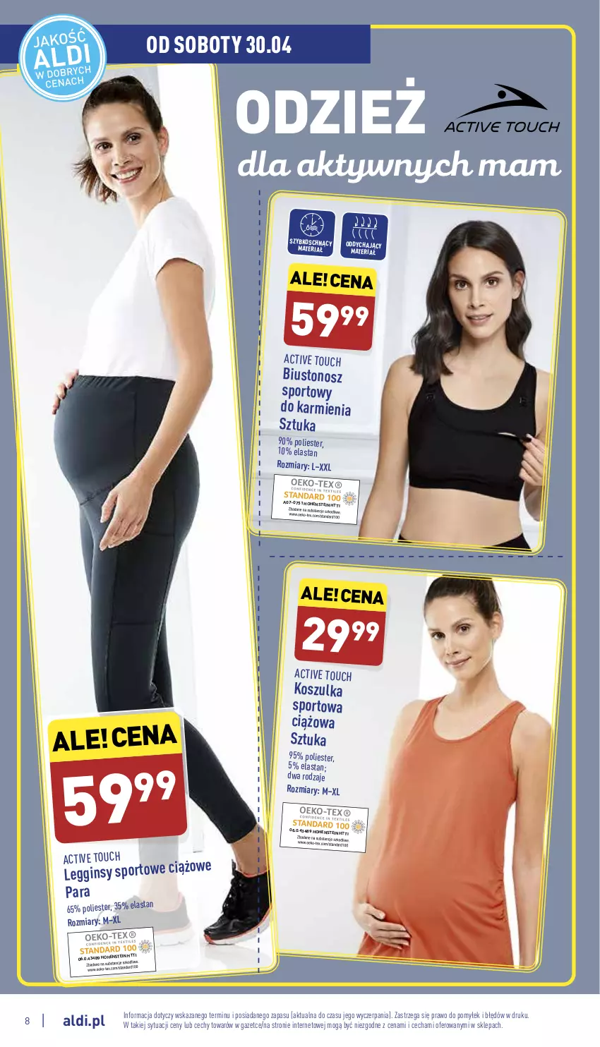 Gazetka promocyjna Aldi - Katalog Moda i Dom - ważna 28.04 do 30.04.2022 - strona 8 - produkty: Biustonosz, Gin, Karmi, Kosz, Koszulka, Koszulka sportowa, Legginsy, Por, Sport