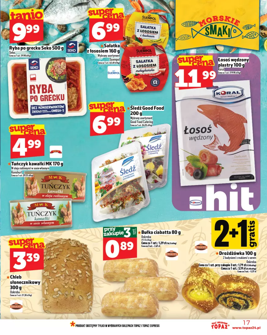 Gazetka promocyjna Topaz - Gazetka - ważna 05.06 do 11.06.2025 - strona 17 - produkty: Kawa, Olej, Ryba, Ryba po grecku, Sałat, Sałatka, SEKO, Ser, Sos, Suempol, Top, Tuńczyk
