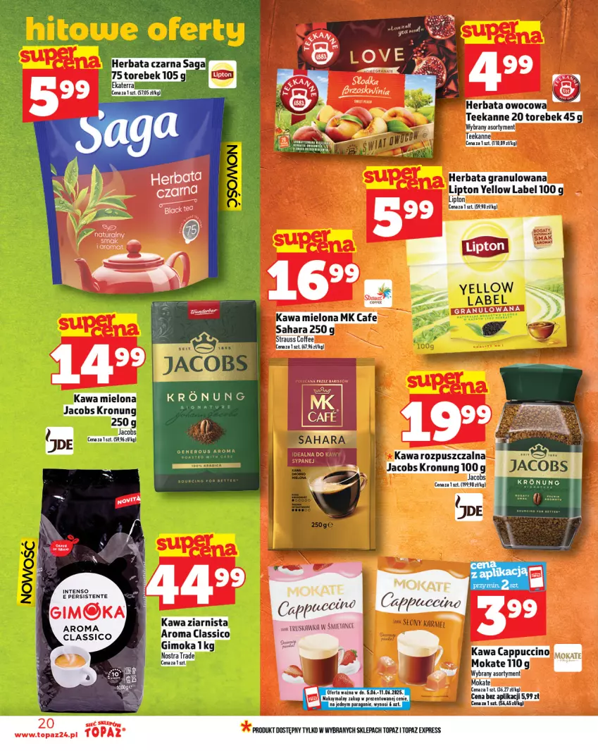 Gazetka promocyjna Topaz - Gazetka - ważna 05.06 do 11.06.2025 - strona 20 - produkty: Cappuccino, Herbata, Top