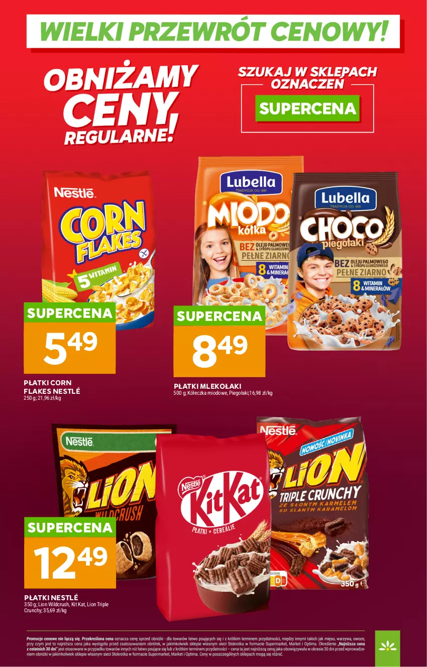 Gazetka promocyjna Stokrotka - Wielki przewrót cenowy! - ważna 10.04 do 22.04.2026 - strona 9 - produkty: Corn flakes, Kit Kat, Lion, Mleko, Nestlé