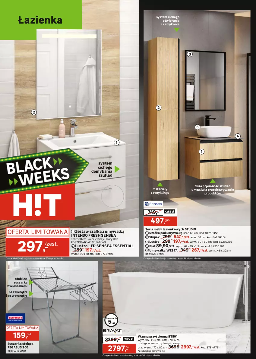 Gazetka promocyjna Leroy Merlin - Gazetka Leroy Merlin - ważna 18.11 do 01.12.2025 - strona 2 - produkty: Asus, Brodzik, Fa, Kabina z hydromasażem, LANA, Lustro, Lustro LED, Półka, Ser, Słupek, Suszarka, Szafka, Szafka pod umywalkę, Umywalka, Wanna, Wieszak