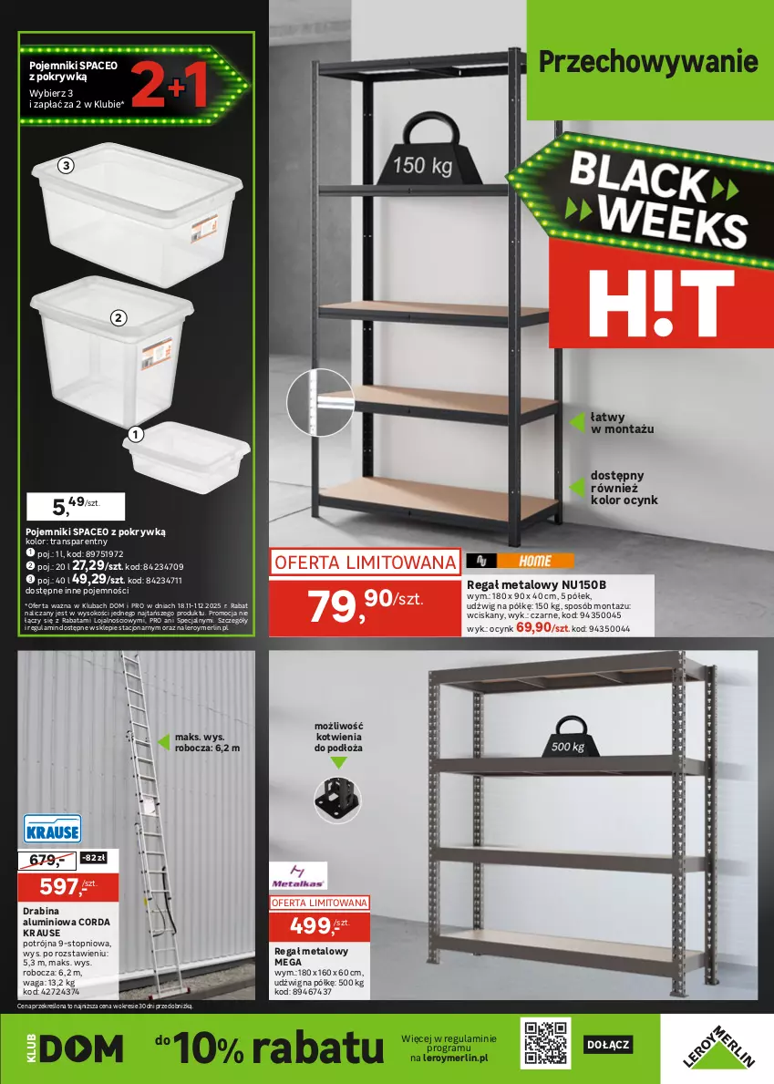 Gazetka promocyjna Leroy Merlin - Gazetka Leroy Merlin - ważna 18.11 do 01.12.2025 - strona 29 - produkty: Cynk, Drabina, Dźwig, Gniazdo pojedyncze, Gra, Lampa, LANA, Pojemnik, Przewód, Ramka, Regał, Regał metalowy, Ser, Sok, Top, Tran, Waga, Włącznik podwójny, Włącznik pojedynczy