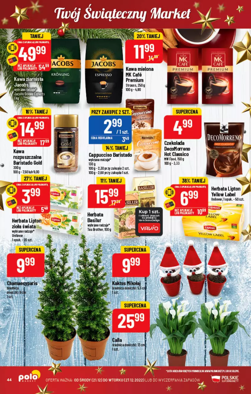 Gazetka promocyjna PoloMarket - Gazetka pomocyjna - ważna 21.12 do 27.12.2022 - strona 44 - produkty: Brother, Czekolada, Herbata, Kawa, Kawa mielona, Kawa ziarnista, Lipton