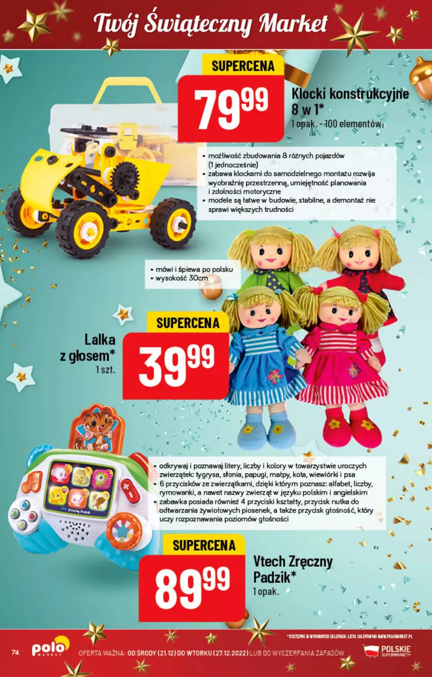 Gazetka promocyjna PoloMarket - Gazetka pomocyjna - ważna 21.12 do 27.12.2022 - strona 74 - produkty: Fa, Gry, Klocki, Pojazd, Sok, Zabawka