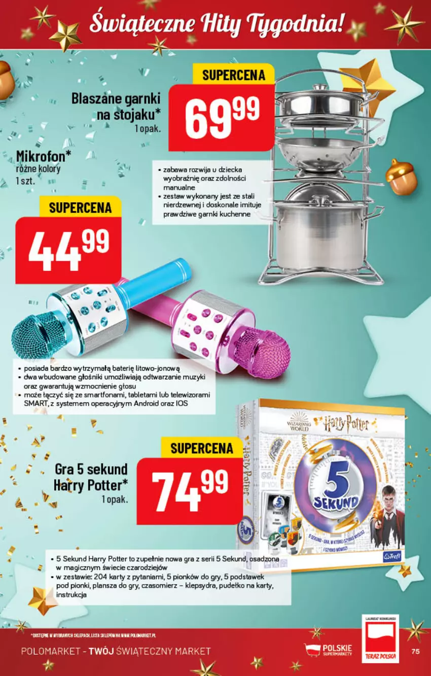 Gazetka promocyjna PoloMarket - Gazetka pomocyjna - ważna 21.12 do 27.12.2022 - strona 75 - produkty: 5 Sekund, Głośnik, Gra, Gry, Harry Potter, Mikrofon, Ser, Smartfon, Stojak, Tablet, Telewizor