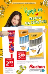 Gazetka promocyjna Auchan - Rysuje się zestaw na szóstkę Hipermarkety - Gazetka - ważna od 01.09 do 01.09.2021 - strona 1 - produkty: BIC, Długopis, Klej, Tusz